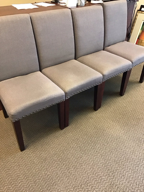 Set Of 4 Taupe Upholstered Parsons Dining Chair Set