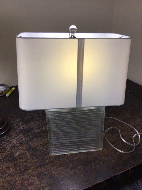 West Elm Light Grey Glass Table Lamp W/Shade