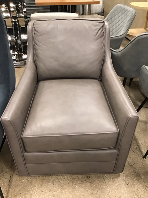 Bradington Christopher Grey Leather Swivel Chair