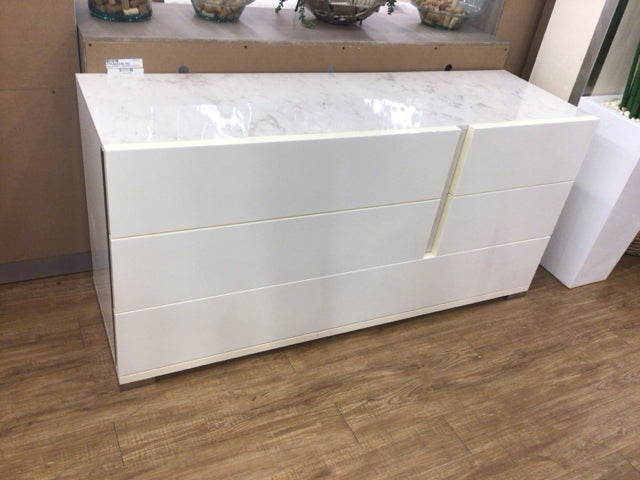 19" X 63" Faux Marble Top Five Drawer Dresser