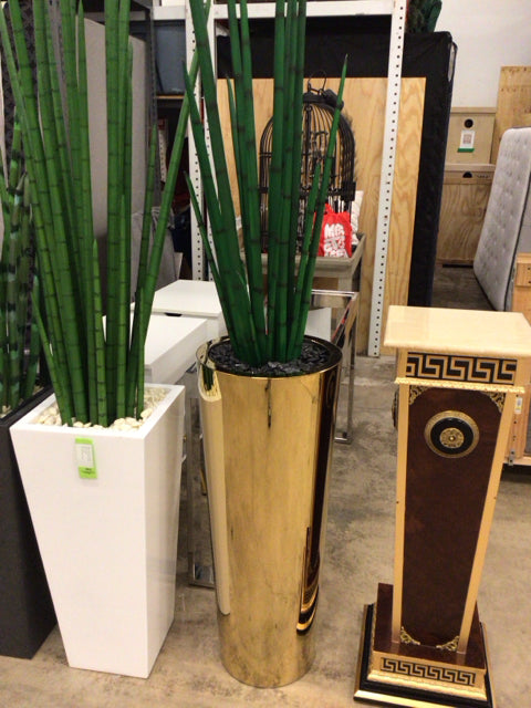 El Dorado Gold Planter W/Faux Plant