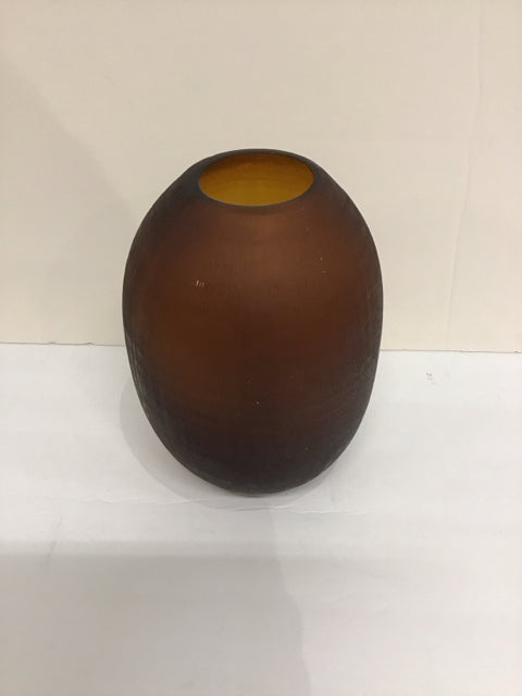 8" Etched Amber Glass Vase