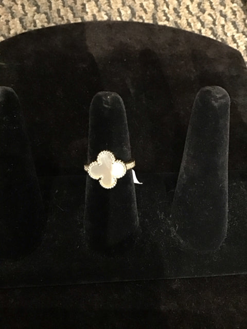 Van Cleef Style Gold MOP Inlaid Ring