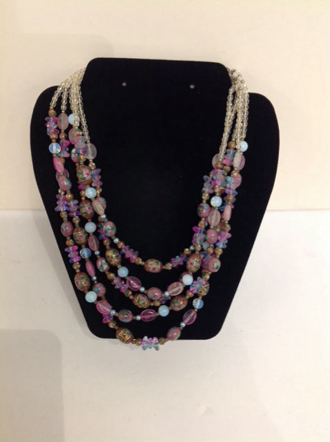 5-Strand Beaded Cloisonne Necklace