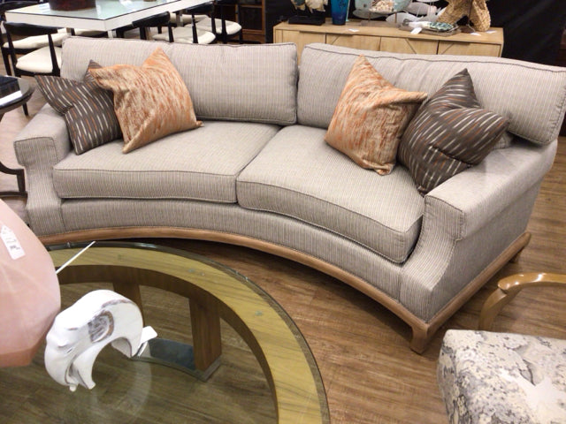 Shuster Design Curved Fabric Sofa W/4 Pillows