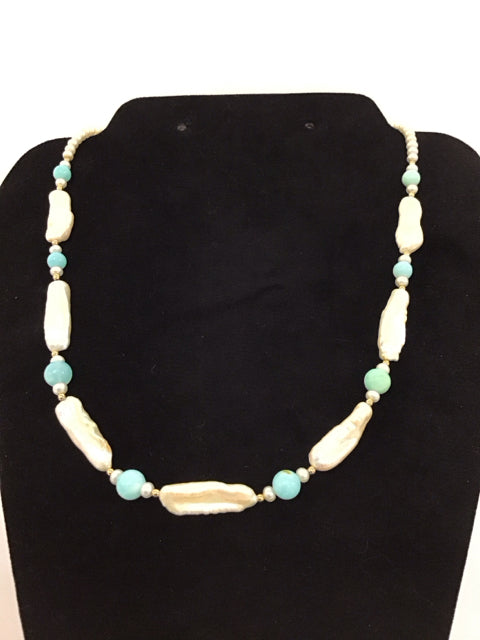 Faux Pearl & Turquoise Necklace