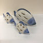 Set/3 Blue/White Ceramic Reticulated Fish