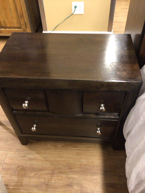 Dark Wood Two Drawer Nightstand