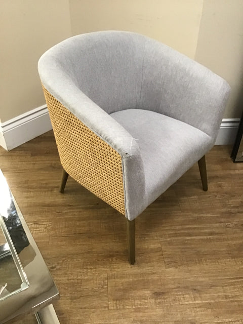 Grey Upholstered/Cane Back Curved Chair