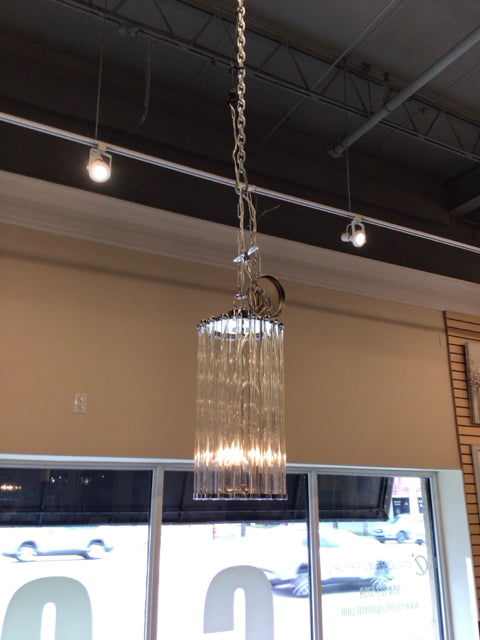 Medium Chrome/Glass Pendant Lights W/Chain