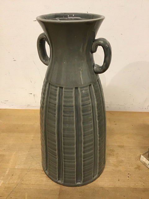 13" Gray Textured Ceramic Urn