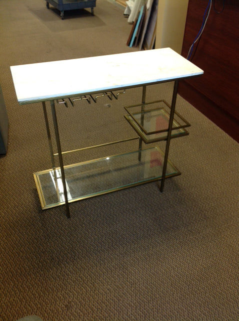 West Elm Faux Marble & Glass Bar Cart