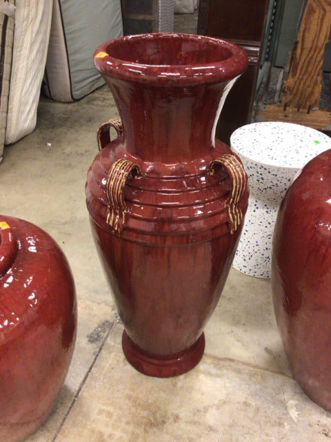 39 3/4" Red Ceramic Planter W/Handles