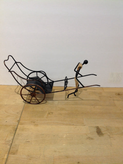 Bronze Colored Iron Rickshaw Wine Bottle Holder