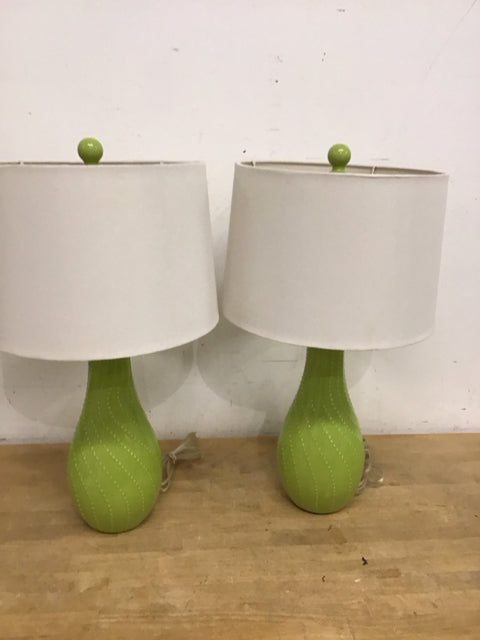 Pair Of 23" ChartreuseTable Lamps