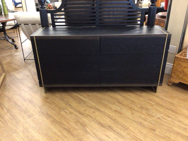 67.5" X 19.25" X 34" Arhaus Mihaela Push-to-Open Ebony Six-Drawer Dresser