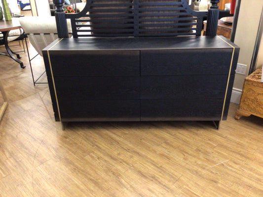 67.5" X 19.25" X 34" Arhaus Mihaela Push-to-Open Ebony Six-Drawer Dresser