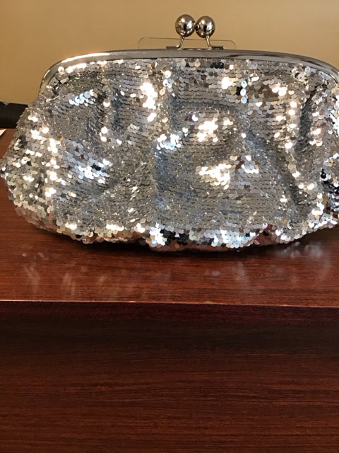 Silver Sequence Clutch Handbag