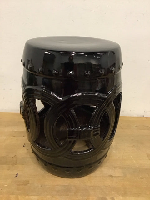 16" Black Ceramic Garden Stool