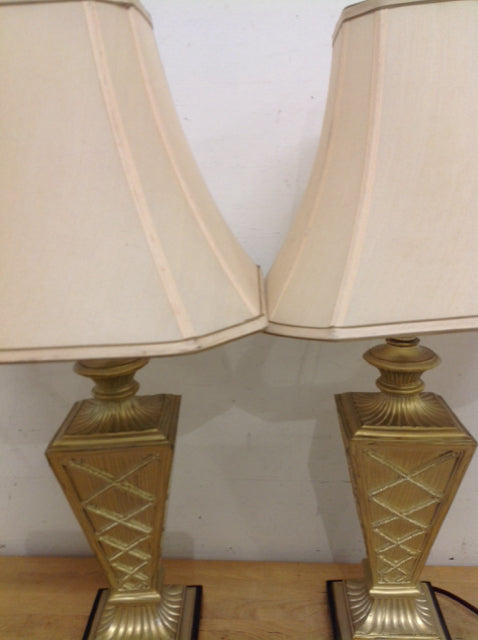 28" Pair Of Gold Resin Lamps