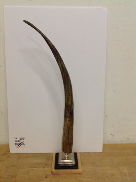 26.5" Horn Shaped Carved Wood Sculpture w/Base