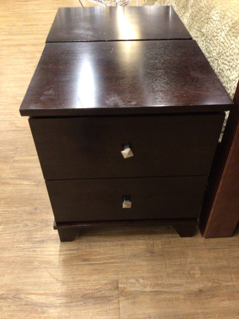 AS-IS Brown Two Drawer Nightstand(Top Damage)