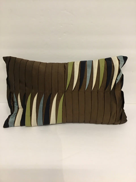 Brown Silk Pillow w/Blue/Black Highlights