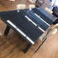 AS-IS Grey Glass Extension Metal Base Dining Table