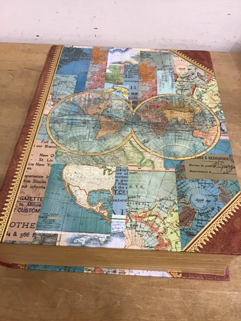 13.5"x10.5" Faux Map Book Decorative Box