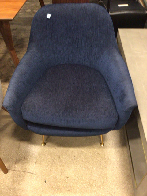West Elm Phoebe Ink Blue Chair - Metal Legs