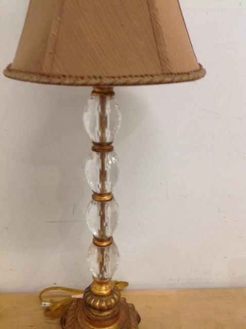 32" Gilt Gold Crystal Stack Lamp