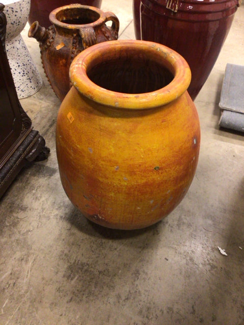 26 1/4" Orange Ceramic Planter