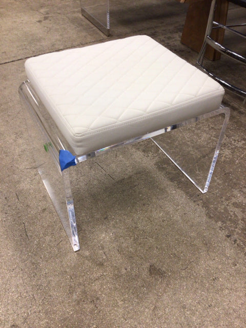 White Vinyl Lucite Stool