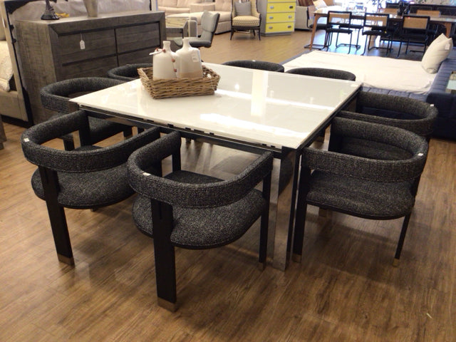 22" W x 27.5" H x 23" Set Of 8 Worlds Away Custom Upholstered Jude Dining Chairs