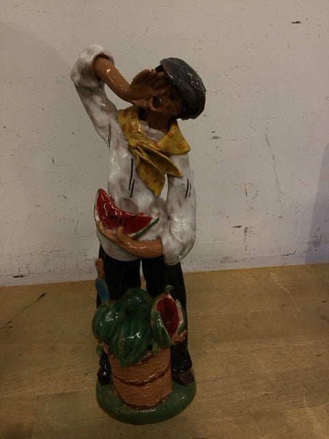 11" Ceramic Watermelon Fruit Vendor Figurine