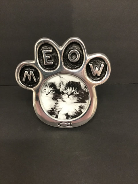 "MEOW" Rd Silver Picture Frame