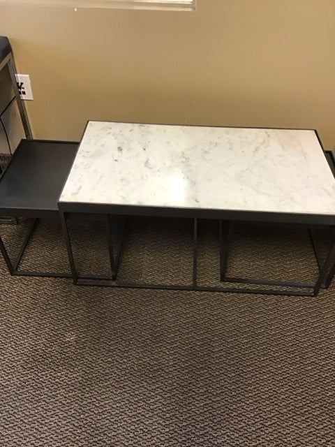 Set Of 3 Nesting Coffee Table W/Marble Top