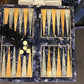 20"Sq Tessellated Marble Backgammon Set AS-IS Nick on Corner