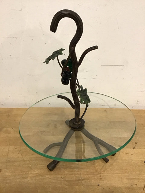 15" Grape Vine Footed Glass Serving Tray