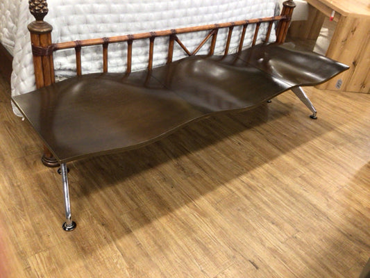 90" JC White Architectural Wavy Wood Bench