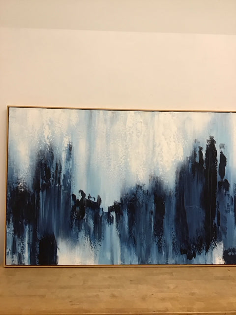 41"x61" Multi Blue Abstract Art By Sarah Brooke
