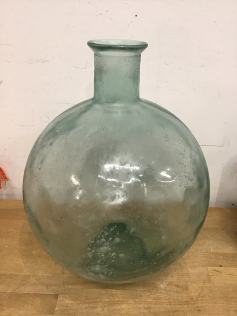 17" Green Glass Narrow Kneck Vase