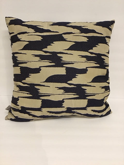 Cream Color Pillow w/Blue Abstract Design