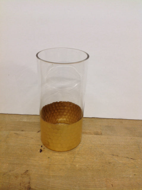 8.5" Glass w/Gold Tone Vase