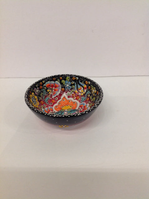4.5" Turkish Ceramic Trinket Bowl w/Raised Floral