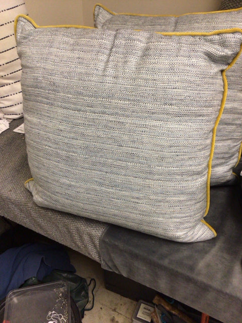 20" Yellow Trim Blue/Grey Pillow