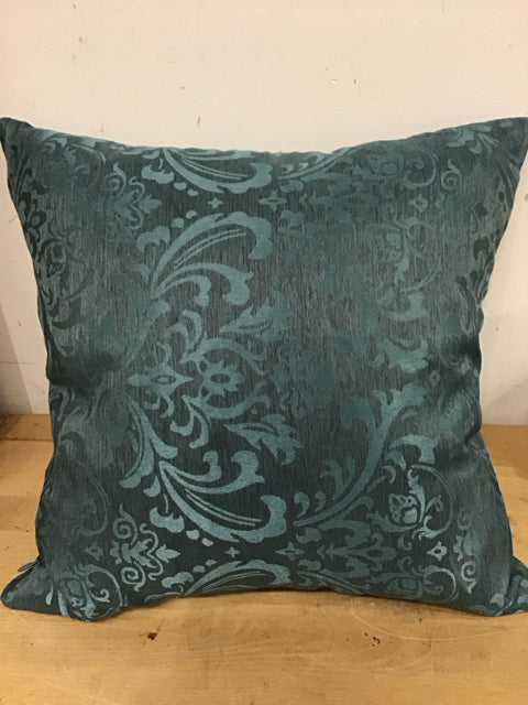 17" Teal Jacquard Down Filled Pillow