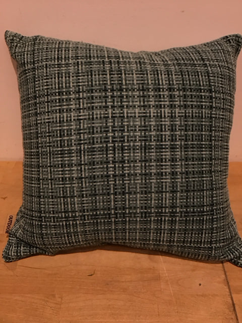 18" Mixed Green Woven Plaid Pillow By Outdoor