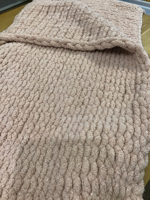 Plush Pink Throw w/Silver