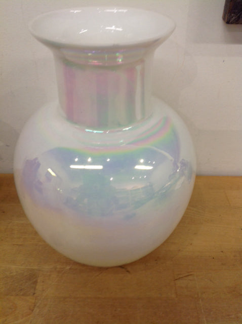 Vase- 12" White Glass